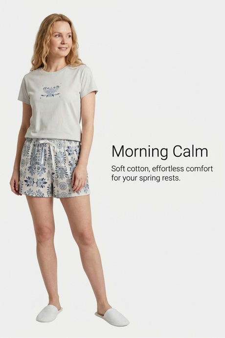 Sweet Dreams Graphic Printed Short Set - Light Grey — image 6